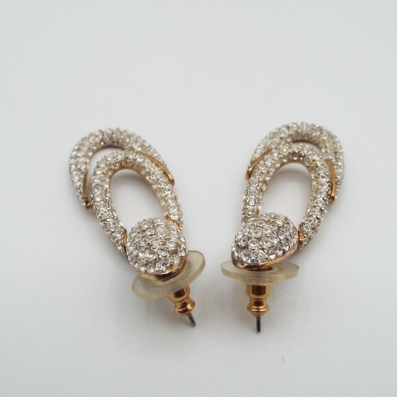Vintage Carre Dangling Rhinestone Pierced Earrings - Picture 5 of 6
